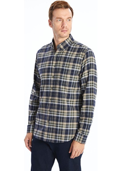 Yeni Sezon Regular Fit Uzun Kollu Ekose Gabardin Erkek Gömlek