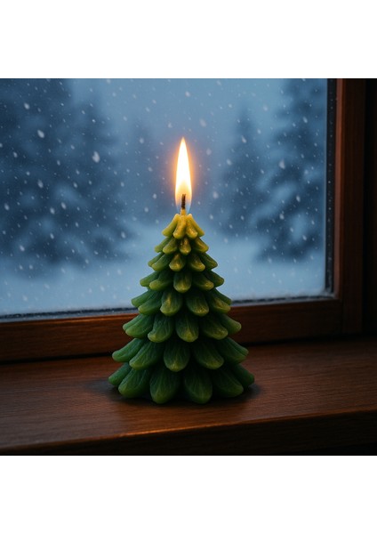 8cm Simsiz Çam Ağacı Dekoratif Mum – Yılbaşı Süsü, Noel Temalı Masa ve Ev Dekoru, Hediyelik Mini Mum, Kış Atmosferi Için Şık Dekorasyon