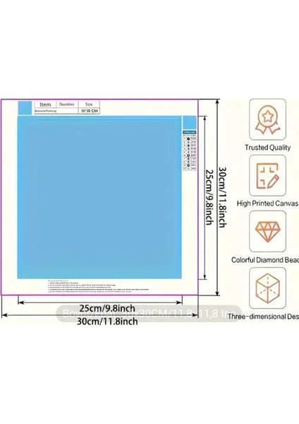 5 D Tam Bezeme 30 cm x 30 cm Elmas Mozaik Boyama Tablo modelleri