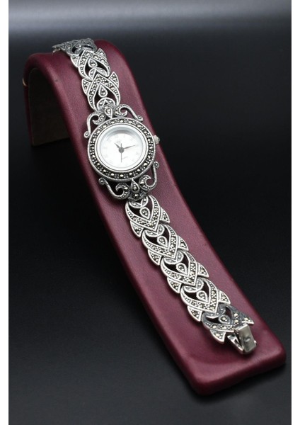 925 Ayar Gümüş Kadın Saati (Kadın Gümüş Saat) Markazit Taşlı 902373