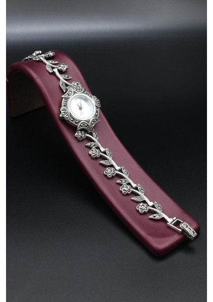 925 Ayar Gümüş Kadın Saati (Kadın Gümüş Saat) Markazit Taşlı 902371