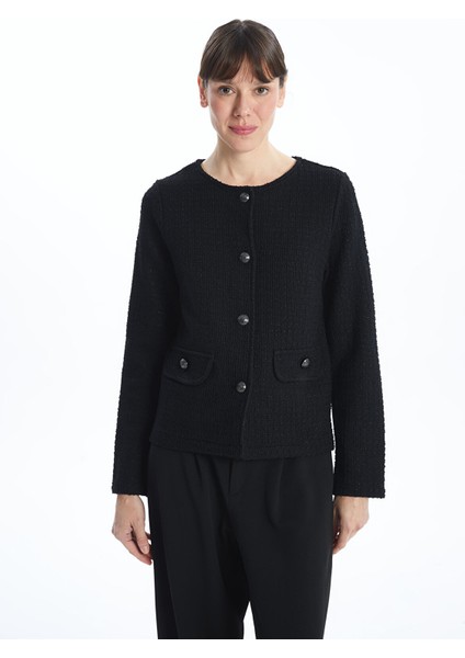 Yeni Sezon Bisiklet Yaka Dokulu Kadın Tüvit Ceket modelleri