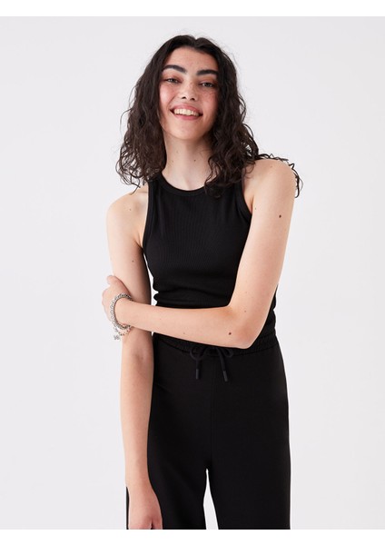 Yeni Sezon Kadın Bisiklet Yaka Düz Crop