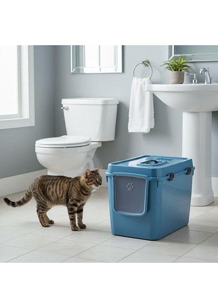 Handor Kapalı Kedi Tuvaleti XXL 57X39X43 - Mavi fiyatları