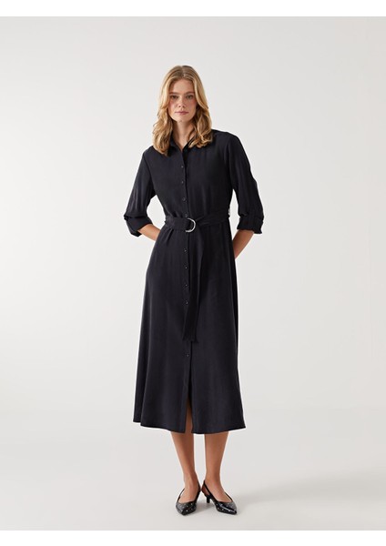 Yeni Sezon Düz Uzun Kollu Kadın Gömlek Elbise