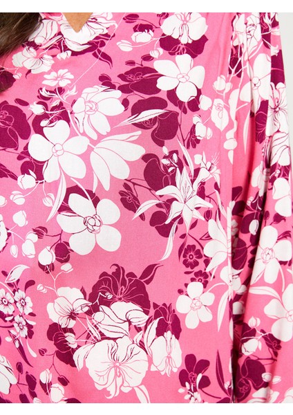 Yeni Sezon Kaçık Yaka Çiçekli Uzun Kollu Viskon Kadın Bluz fırsatları