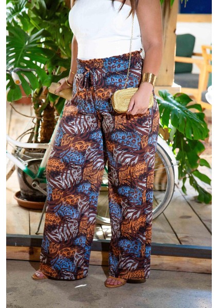 Kadın Büyük Beden Desenli Kahverengi Pantolon fiyatları