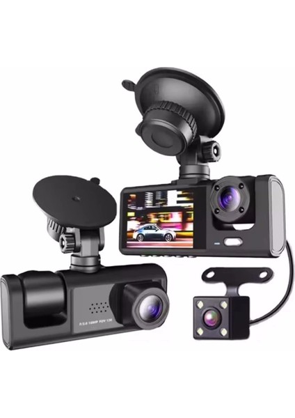 64GB Araç Içi Kamera 3 Kameralı (Yol + Araç Içi+ Arka) Fhd Video Kayıt Mikrofonlu Türkçe Cc-33 fiyatları