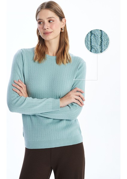 Yeni Sezon Bisiklet Yaka Dokulu Kadın Triko Kazak