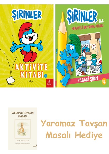 Şirinler - Aktivite Kitabı 1 + Şirinler ile Hikâyeli Boyama Kitabı - Yabani Şirin + Yaramaz Tavşan Masalı