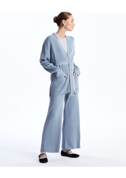 Yeni Sezon Kadın Beli Lastikli Düz Triko Pantolon