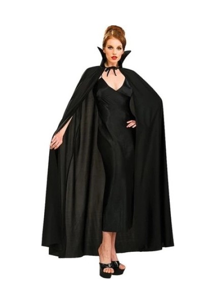 Siyah Renk Yakalı Halloween Pelerini 120 cm