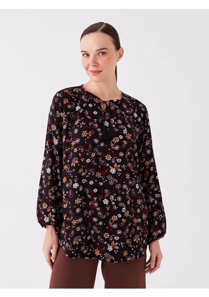 Yeni Sezon Bağlamalı Yaka Çiçekli Uzun Kollu Kadın Bluz fiyatları