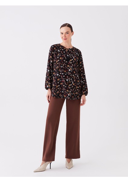Yeni Sezon Bağlamalı Yaka Çiçekli Uzun Kollu Kadın Bluz modelleri