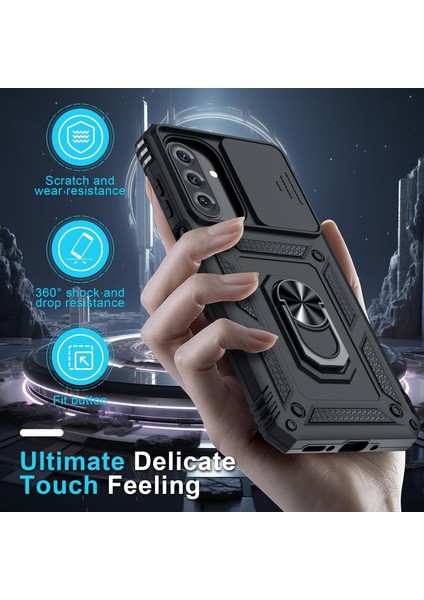 Samsung Galaxy A17 Yumlu Ekran Koruyuculu Kılıf Sürgülü Yüzüklü Standlı Darbe Emici Tank Kapak
