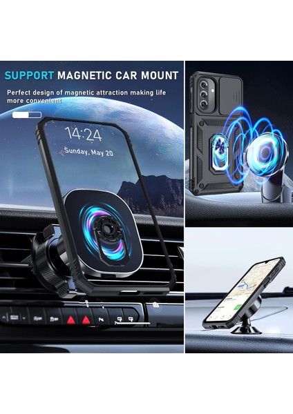 Samsung Galaxy A17 Yumlu Ekran Koruyuculu Kılıf Sürgülü Yüzüklü Standlı Darbe Emici Tank Kapak