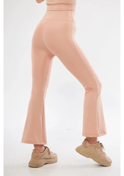 Dalgıç Yüksel Bel Ispanyol Paça Tayt - Bej fiyatları