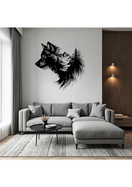 Kurt Silüetli Doğa Temalı Metal Duvar Dekoru – Güç ve Özgürlüğün Sembolü modelleri