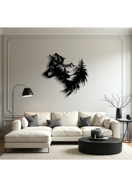 Kurt Silüetli Doğa Temalı Metal Duvar Dekoru – Güç ve Özgürlüğün Sembolü indirimleri