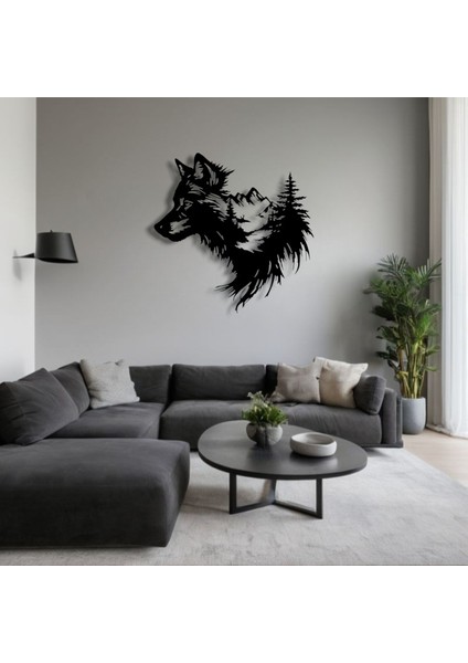 Kurt Silüetli Doğa Temalı Metal Duvar Dekoru – Güç ve Özgürlüğün Sembolü
