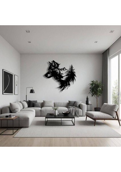 Kurt Silüetli Doğa Temalı Metal Duvar Dekoru – Güç ve Özgürlüğün Sembolü