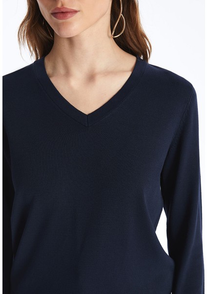 Yeni Sezon V Yaka Düz Uzun Kollu Kadın Triko Kazak fırsatları