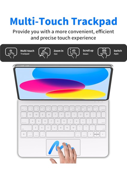 Apple Ipad 11.nesil A16 2025/ 10. Nesil 10.9 Inç Magic Klavye Keyboard Touchpad Akıllı Işıklı Q Klavyeli Kılıf Manyetik indirimleri