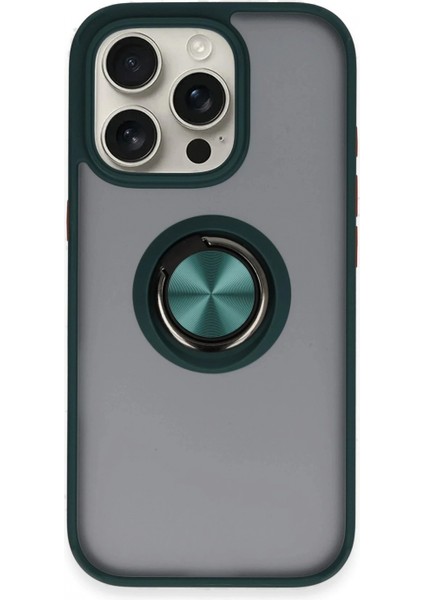 Ieg iPhone 16 Pro Max Kılıf Montreal Yüzüklü Silikon Kapak - Yeşil