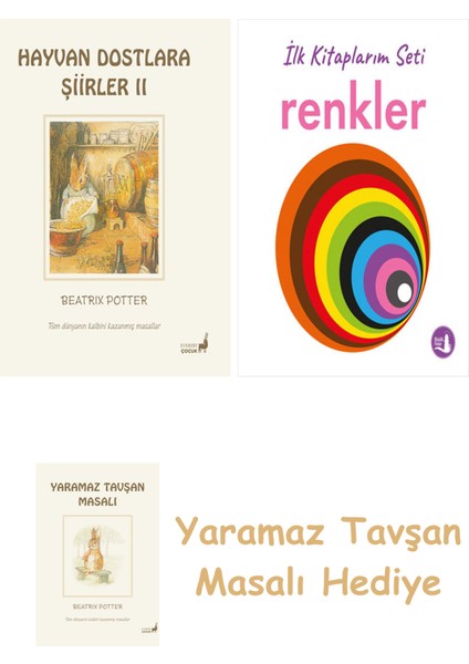 Beatrix Potter 22 - Hayvan Dostlara Şiirler 2 + Ilk Kitaplarım - Renkler (Ciltli) + Yaramaz Tavşan Masalı