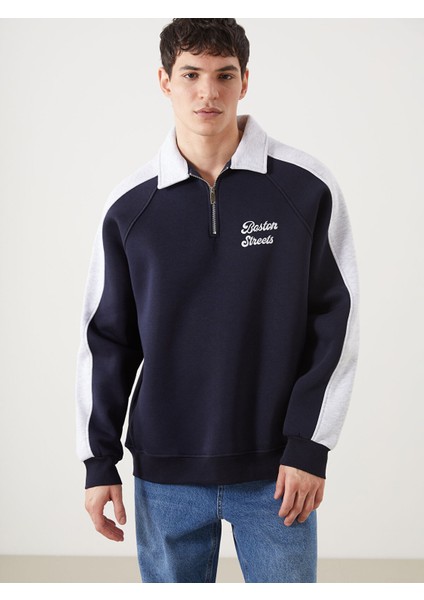 Yeni Sezon Polo Yaka Uzun Kollu Erkek Kalın Sweatshirt