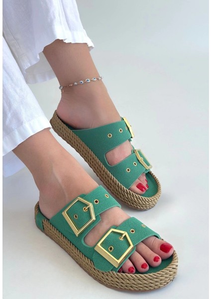 Lvsqvr Ices Yeşil Nubuk Terlik (Numara: 36)