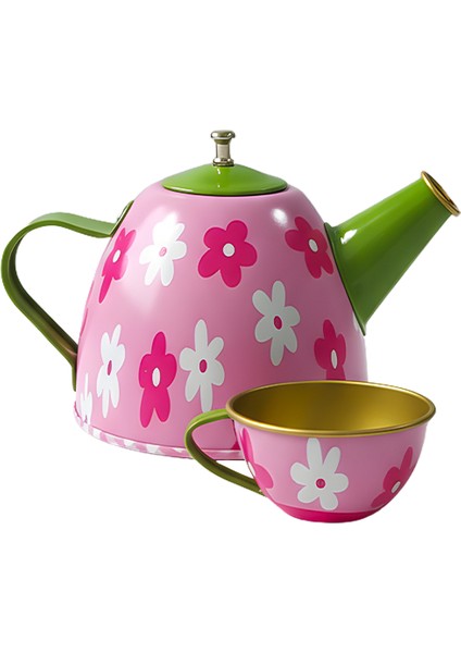 Metal Çay Seti Pembe Çiçek Desen 620 C6 fiyatları