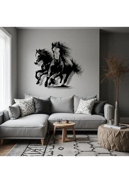 Koşan Atlar Metal Duvar Dekoru – Gücün ve Özgürlüğün Sembolü fiyatları