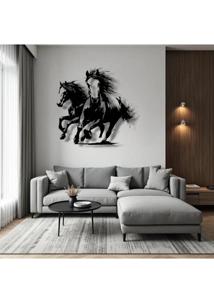 Koşan Atlar Metal Duvar Dekoru – Gücün ve Özgürlüğün Sembolü modelleri