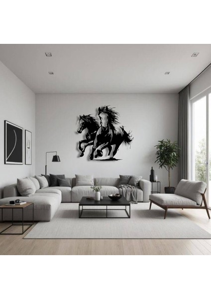 Koşan Atlar Metal Duvar Dekoru – Gücün ve Özgürlüğün Sembolü