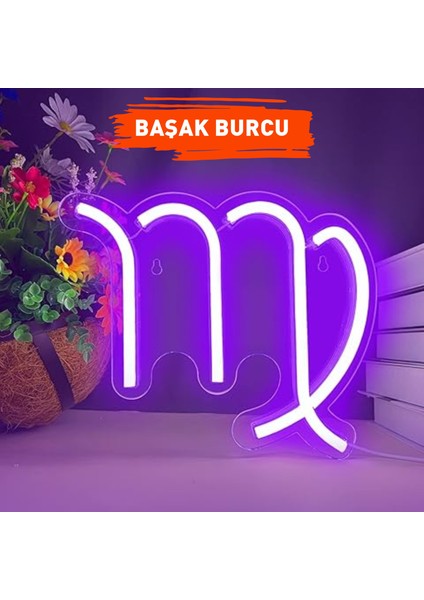 Başak Burcu Figürlü Neon LED Tabela Tablo Gece Aydınlatma Duvar Dekoru