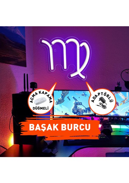 Başak Burcu Figürlü Neon LED Tabela Tablo Gece Aydınlatma Duvar Dekoru modelleri