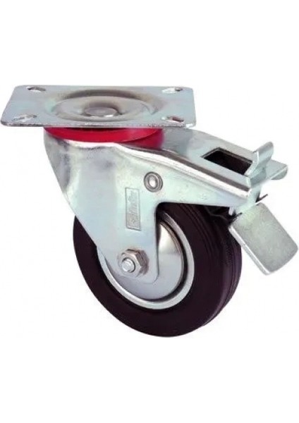 Servis Tekeri - Tablalı Frenli Siyah Döner - Çap 80 mm