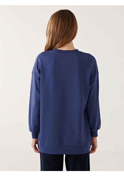 Yeni Sezon Bisiklet Yaka Parlak Taşlı Kadın Sweatshirt Tunik fırsatları