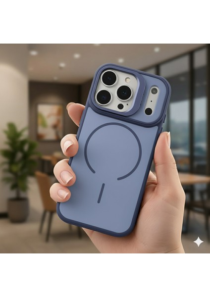 Iphone 17 Pro Uyumlu Kılıf Magsafe Şarj Destekli Açılır Standlı Mat Yüzeyli Iz Tutmaz Kapak