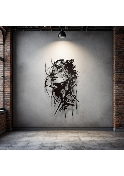 Modern Kadın Silüeti Metal Duvar Dekoru – Minimalist Çizgi Sanatı