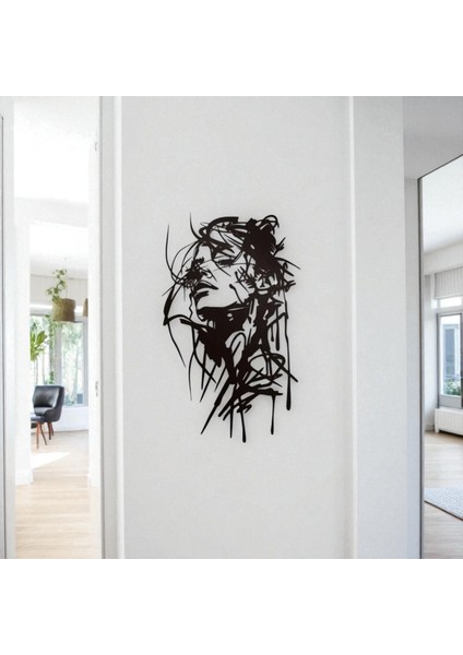 Modern Kadın Silüeti Metal Duvar Dekoru – Minimalist Çizgi Sanatı indirimleri