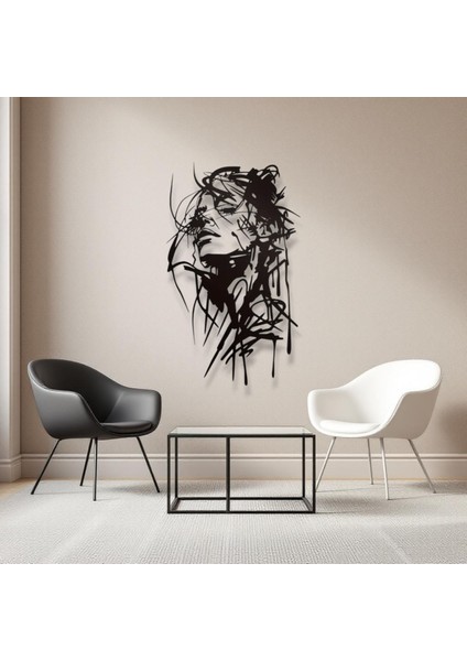 Modern Kadın Silüeti Metal Duvar Dekoru – Minimalist Çizgi Sanatı