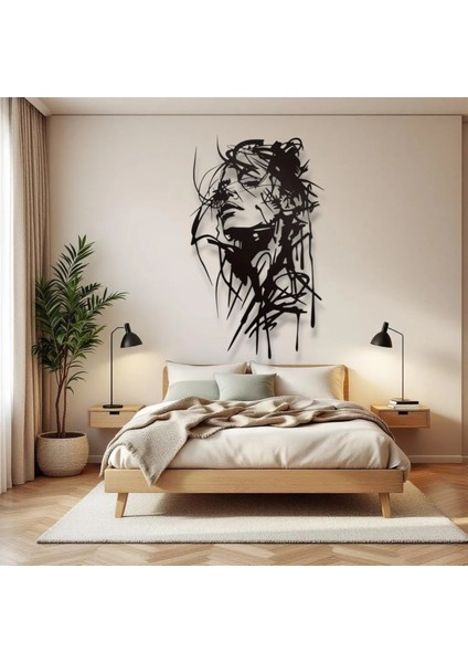 Modern Kadın Silüeti Metal Duvar Dekoru – Minimalist Çizgi Sanatı