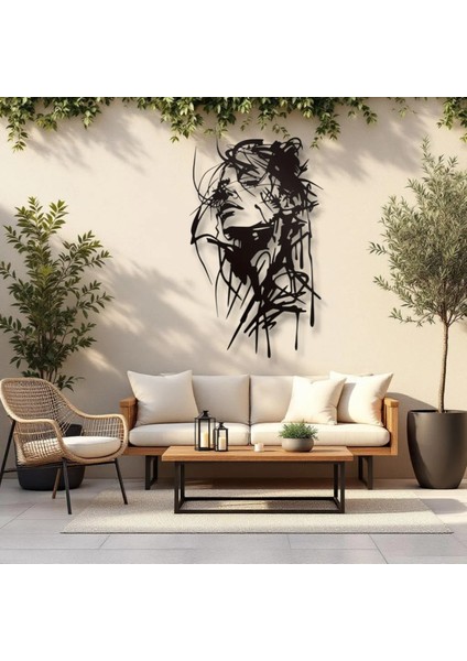 Modern Kadın Silüeti Metal Duvar Dekoru – Minimalist Çizgi Sanatı
