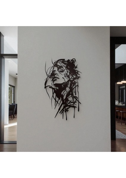 Modern Kadın Silüeti Metal Duvar Dekoru – Minimalist Çizgi Sanatı