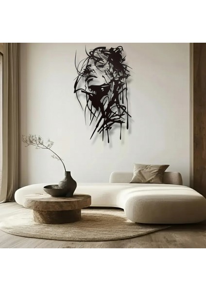 Modern Kadın Silüeti Metal Duvar Dekoru – Minimalist Çizgi Sanatı