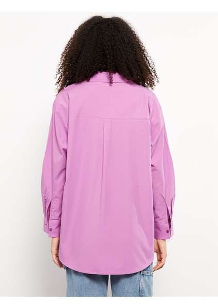 Yeni Sezon Önden Düğme Kapamalı Düz Uzun Kollu Poplin Kadın Gömlek indirimleri