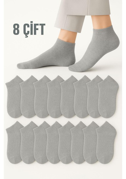 Erkek Pamuklu Extra Konforlu ve Yumuşak Patik çorap Seti Gri 8 Çift