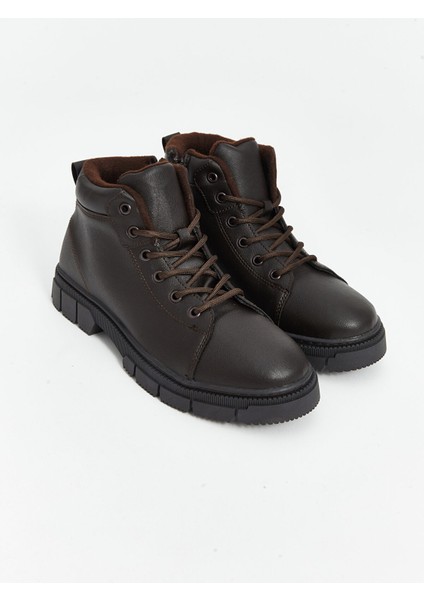 Yeni Sezon Deri Görünümlü Bağcıklı Erkek Bot